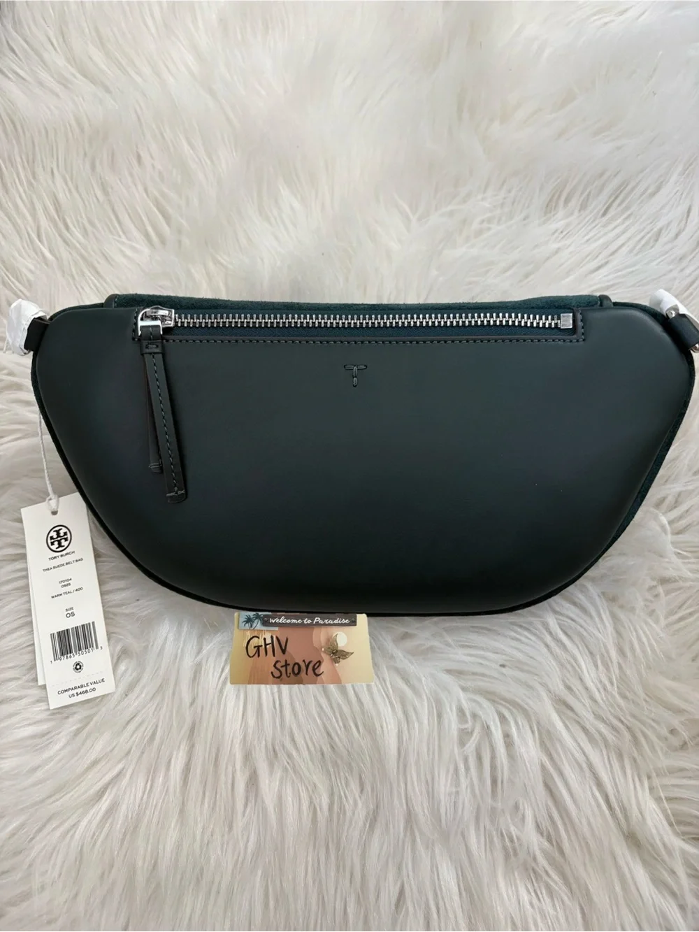 Tory Burch Thea Suede Belt Bag Fanny Pack in Warm Teal NWT